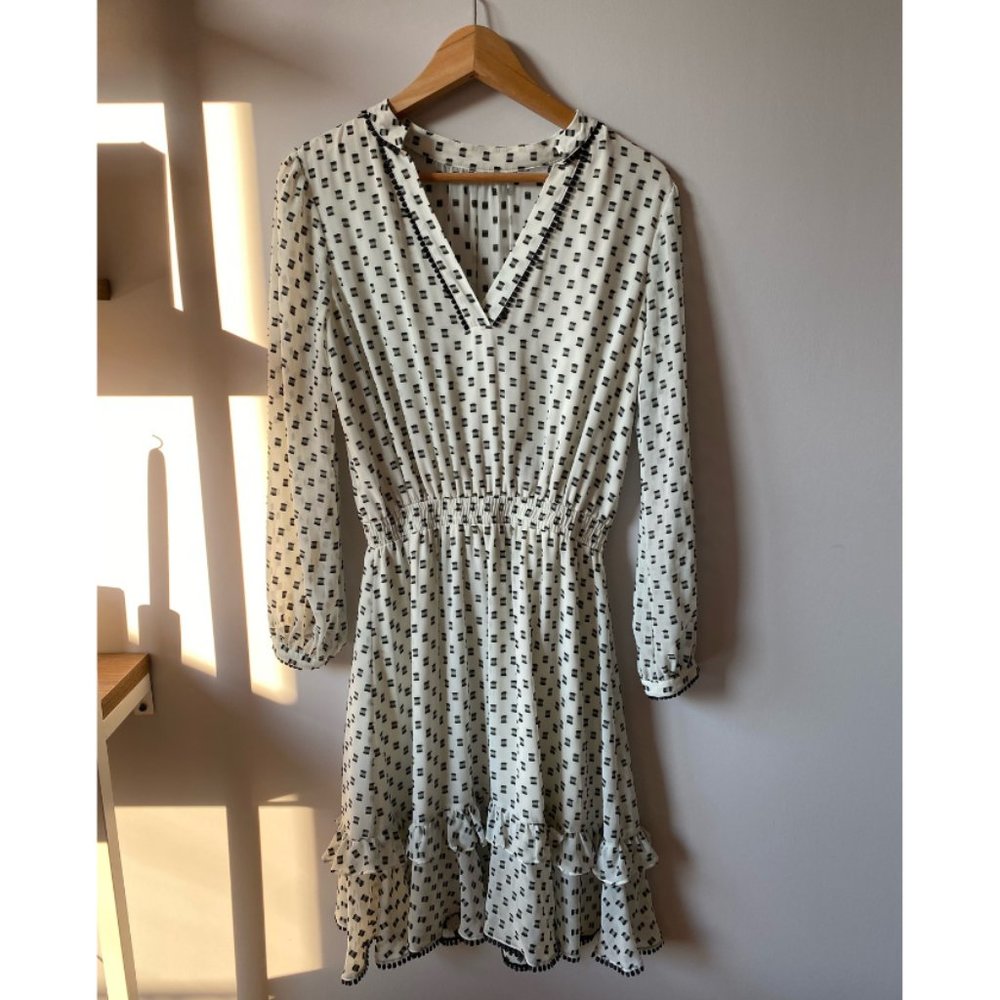 Black & White Long Sleeve Work Dress
